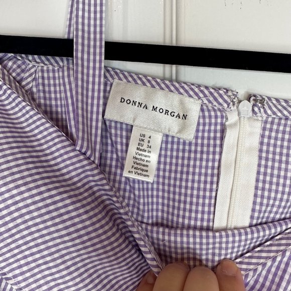 Donna Morgan for Anthropologie Lavender Gingham Flutter Dress 4 - Picture 7 of 13